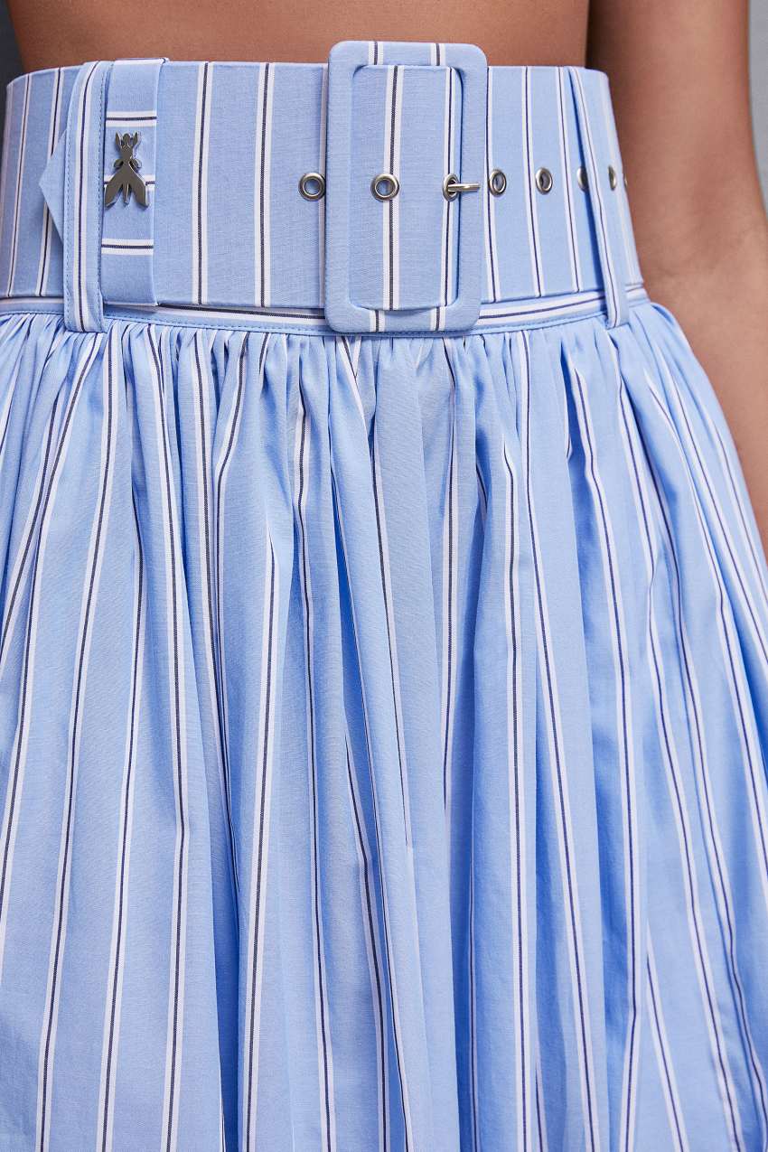 Patrizia Pepe Midi Flared Skirt With Belt Głęboka Niebieskie | 4296APILS