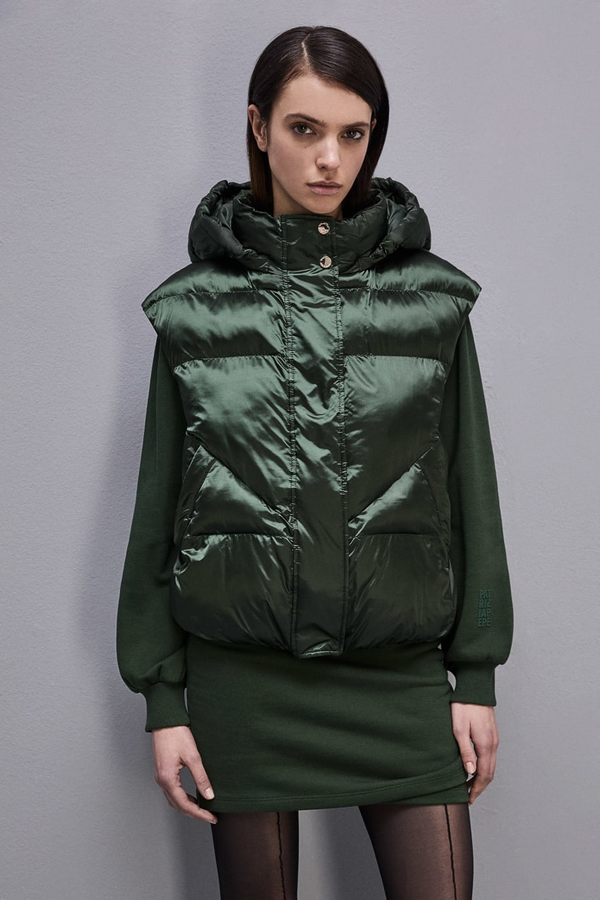 Patrizia Pepe Nylon Sleeveless Down Jacket Zielone | 9021AIFOQ