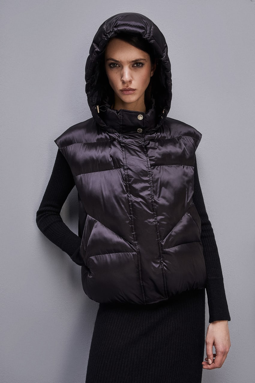 Patrizia Pepe Nylon Sleeveless Down Jacket Czarne | 5149ZQPWR