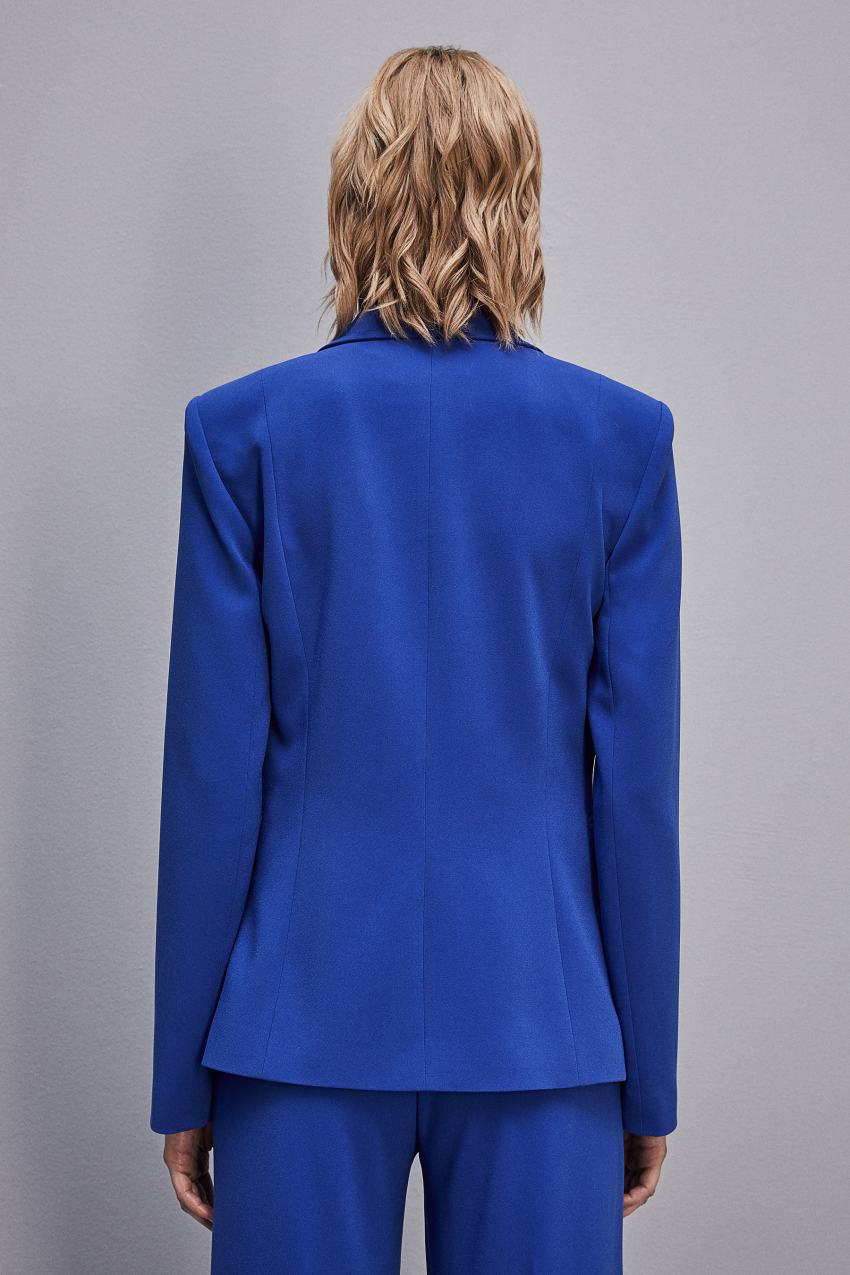 Patrizia Pepe One-button Jacket In Sablè Crepe Fabric Głęboka Niebieskie | 7316BXEAT