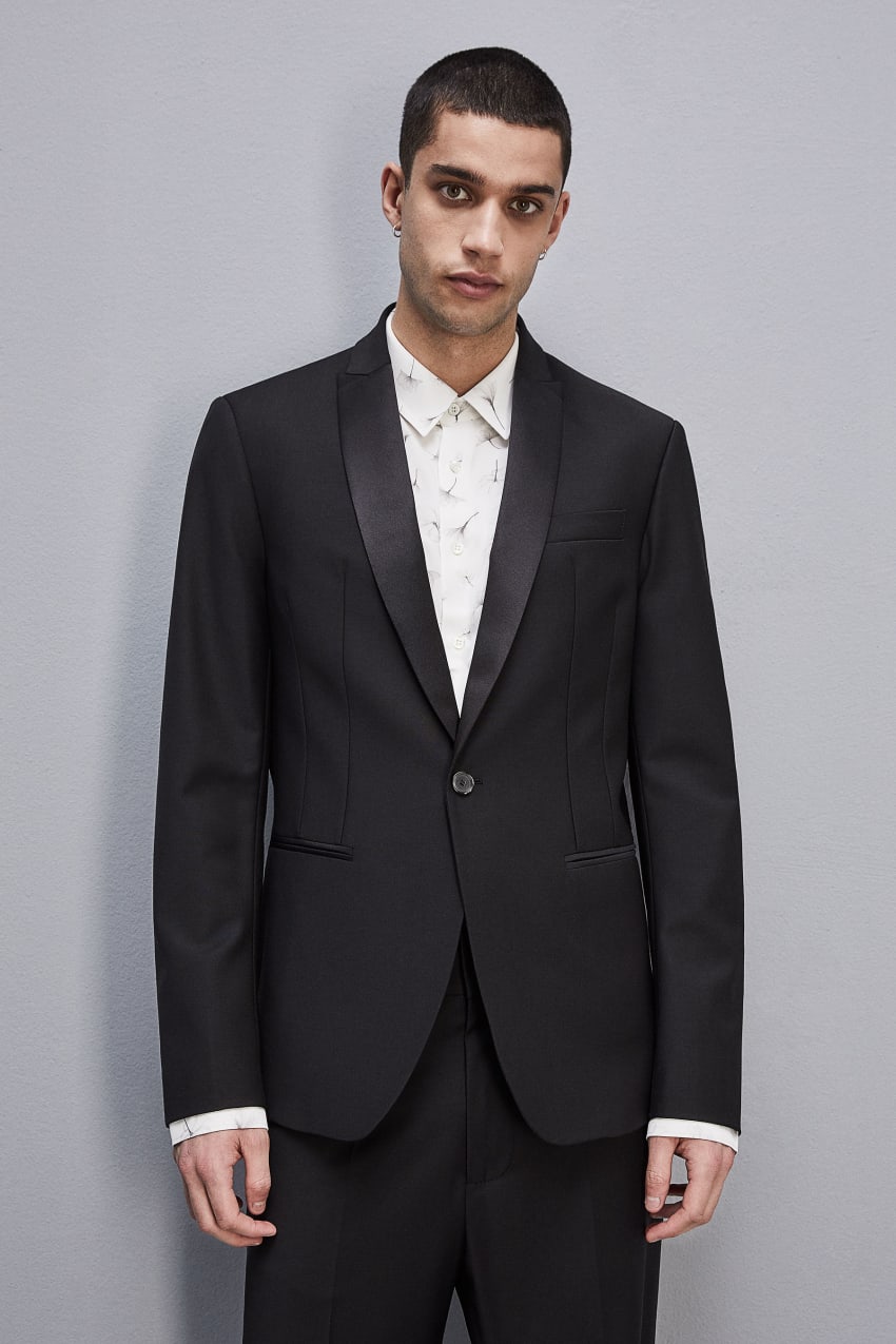 Patrizia Pepe One-button Tuxedo Jacket In Cool Wool Czarne | 0583EDVNK