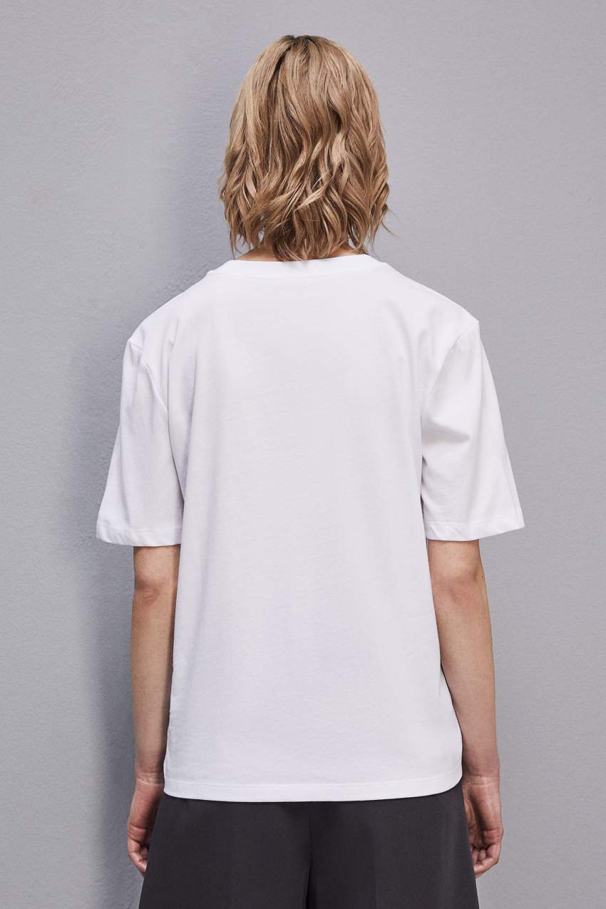 Patrizia Pepe Organic Cotton T-shirt Białe | 0572MUOWK