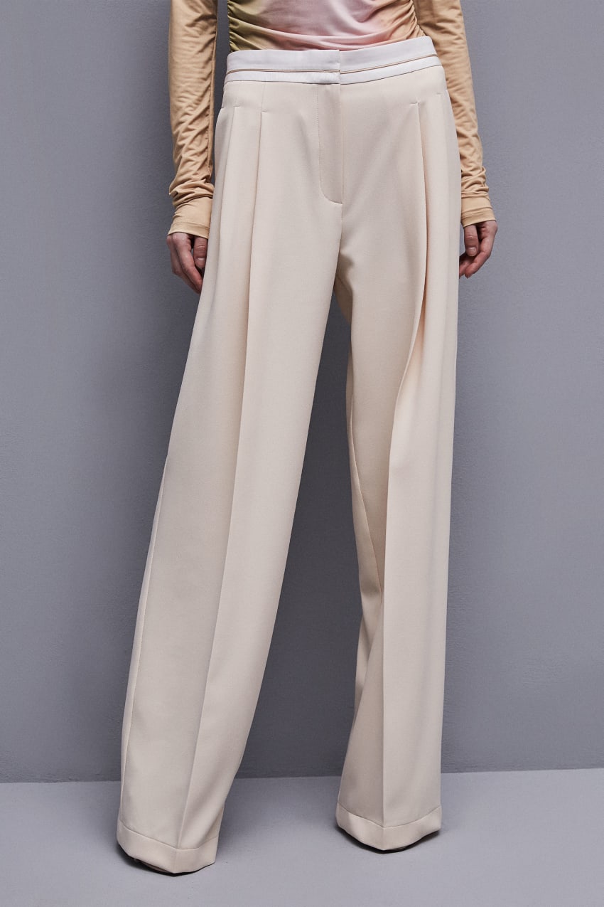 Patrizia Pepe Palazzo Pants In Technical Fabric Beżowe | 6154TCPEH