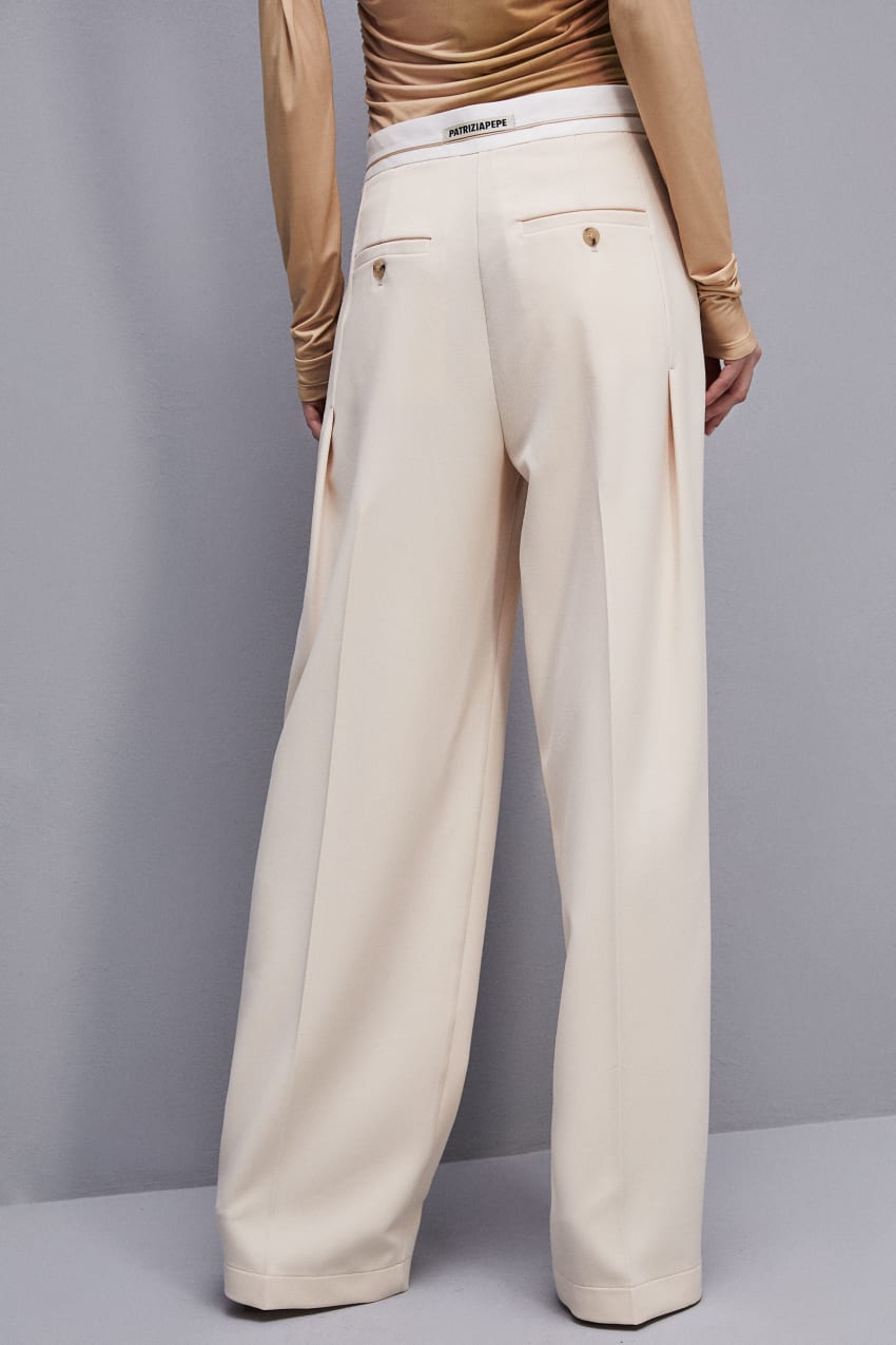 Patrizia Pepe Palazzo Pants In Technical Fabric Beżowe | 6154TCPEH