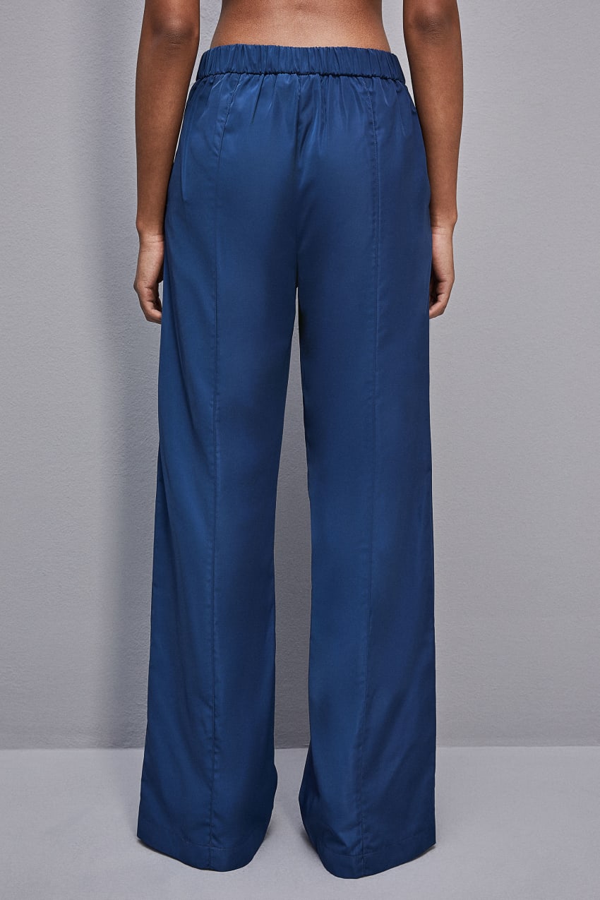 Patrizia Pepe Palazzo Pants In Technical Fabric Głęboka Niebieskie | 0648IAQGF