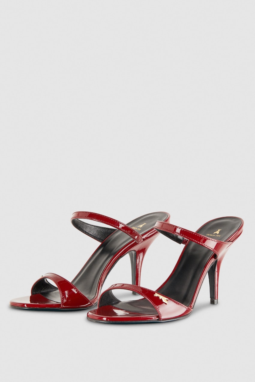 Patrizia Pepe Patent Leather Heeled Sandals Czerwone | 6450TWUMI