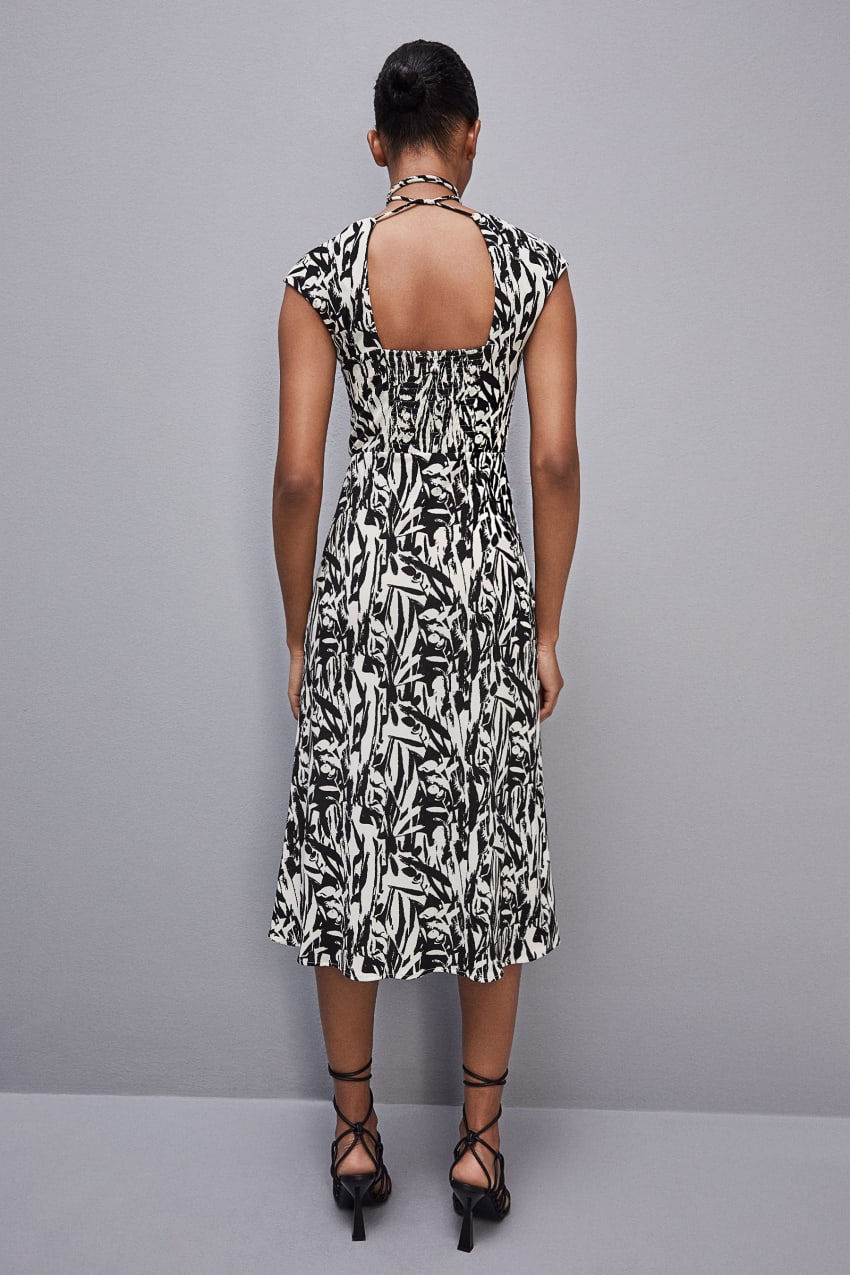 Patrizia Pepe Patterned Jersey Midi Dress Białe | 3102FSUPA