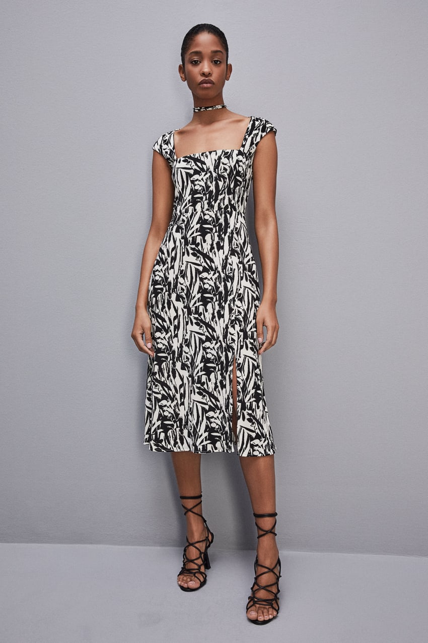 Patrizia Pepe Patterned Jersey Midi Dress Białe | 3102FSUPA