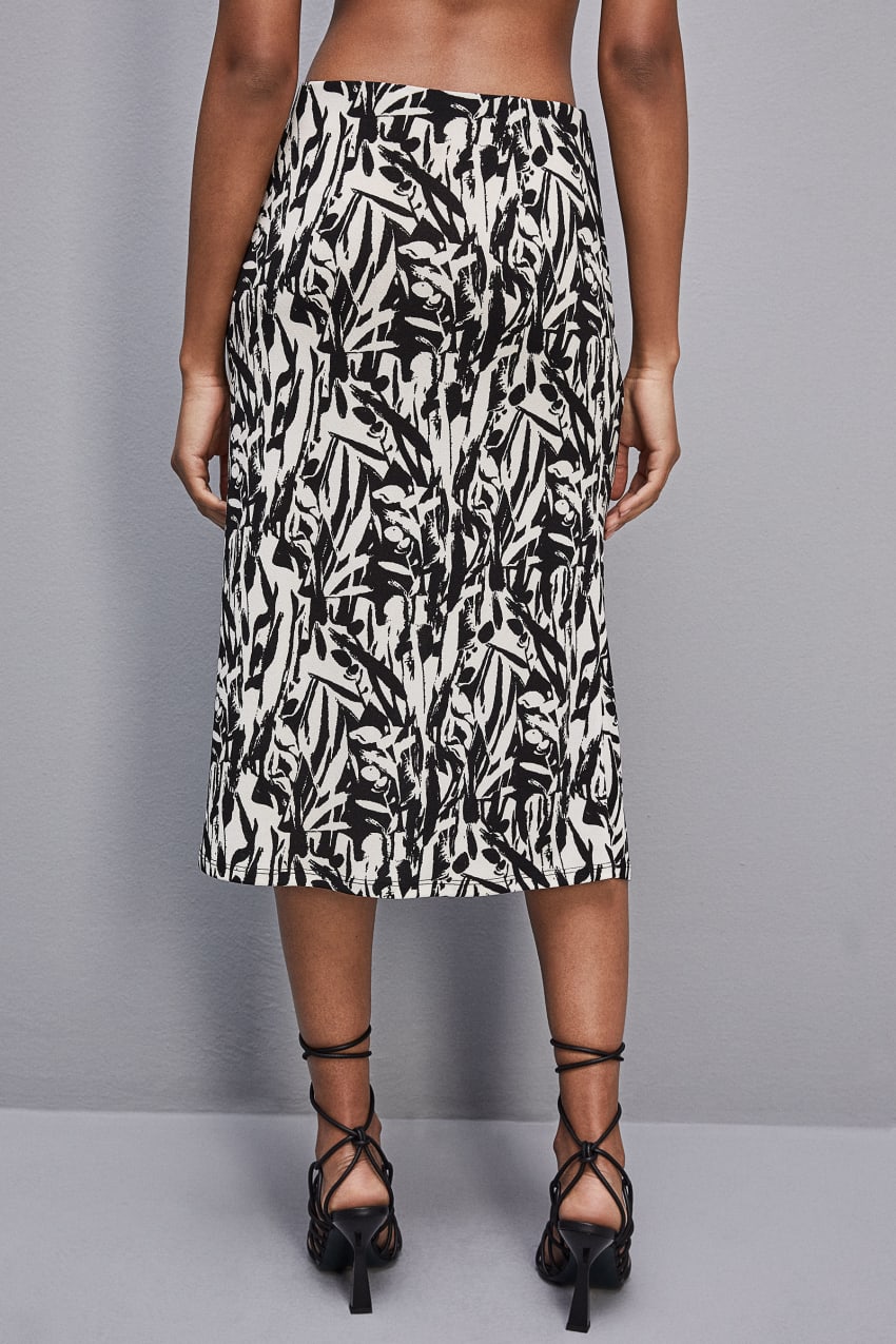 Patrizia Pepe Patterned Jersey Midi Skirt Białe | 0596IZGOA