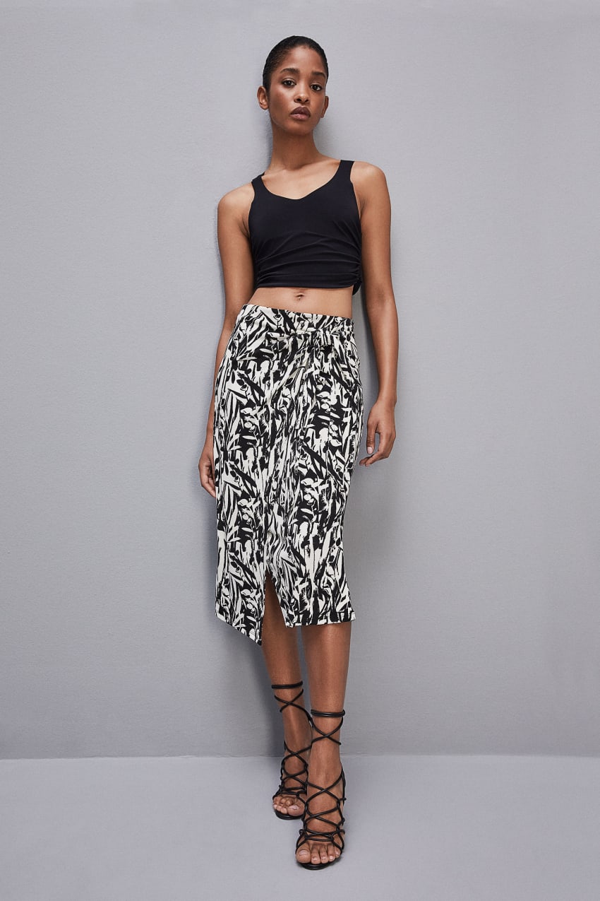 Patrizia Pepe Patterned Jersey Midi Skirt Białe | 0596IZGOA