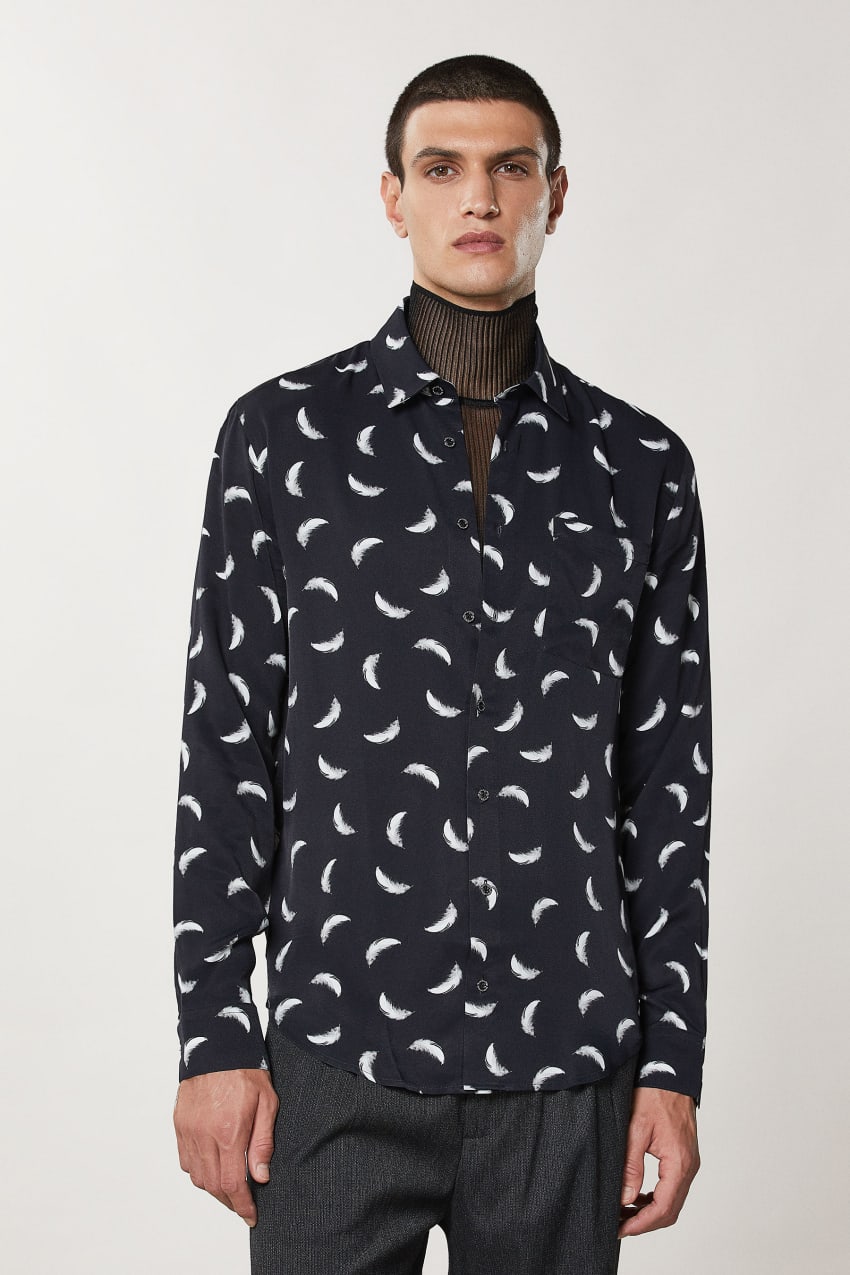 Patrizia Pepe Patterned Shirt With Breast Pocket Czarne | 2486PDSJX