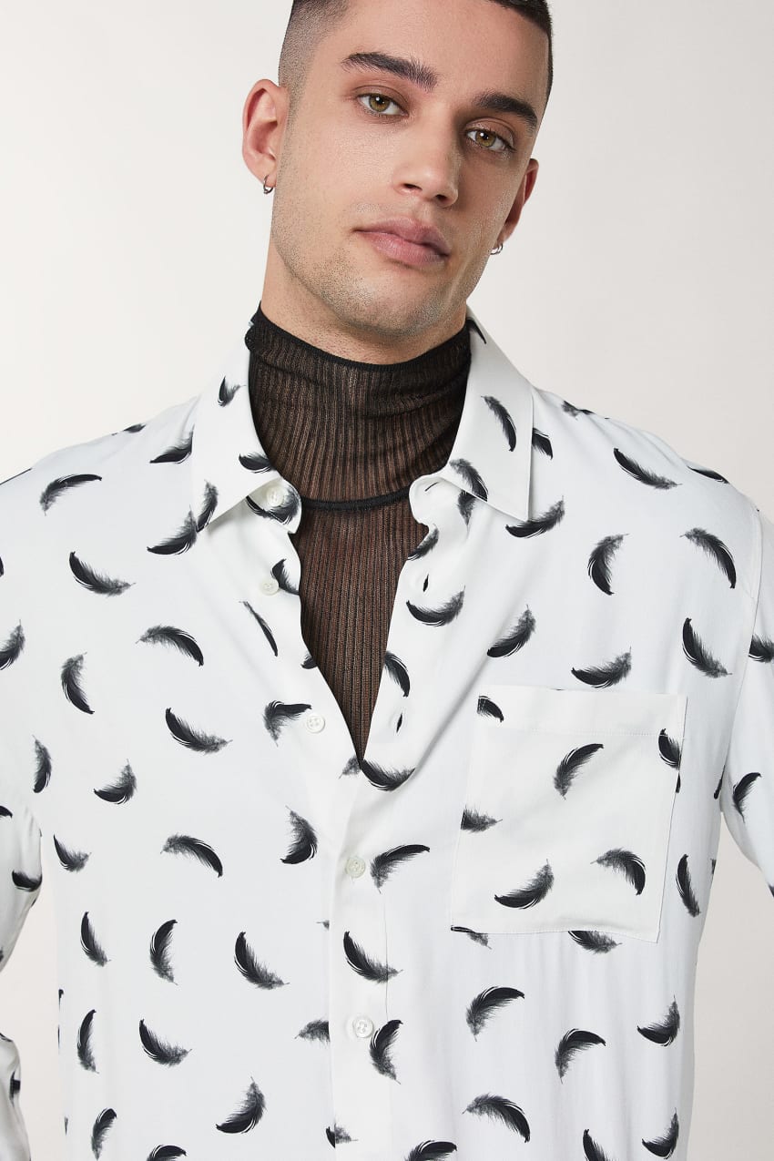 Patrizia Pepe Patterned Shirt With Breast Pocket Białe | 1308SAPQC