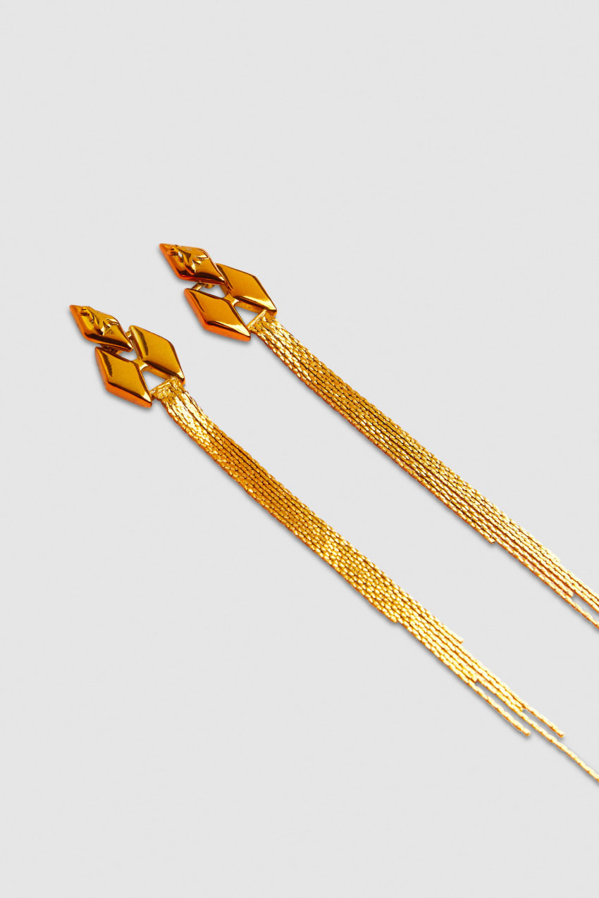 Patrizia Pepe Pendant Earrings With Micro Fly Links And Metal Fringing Pomarańczowe | 0219WCKTN