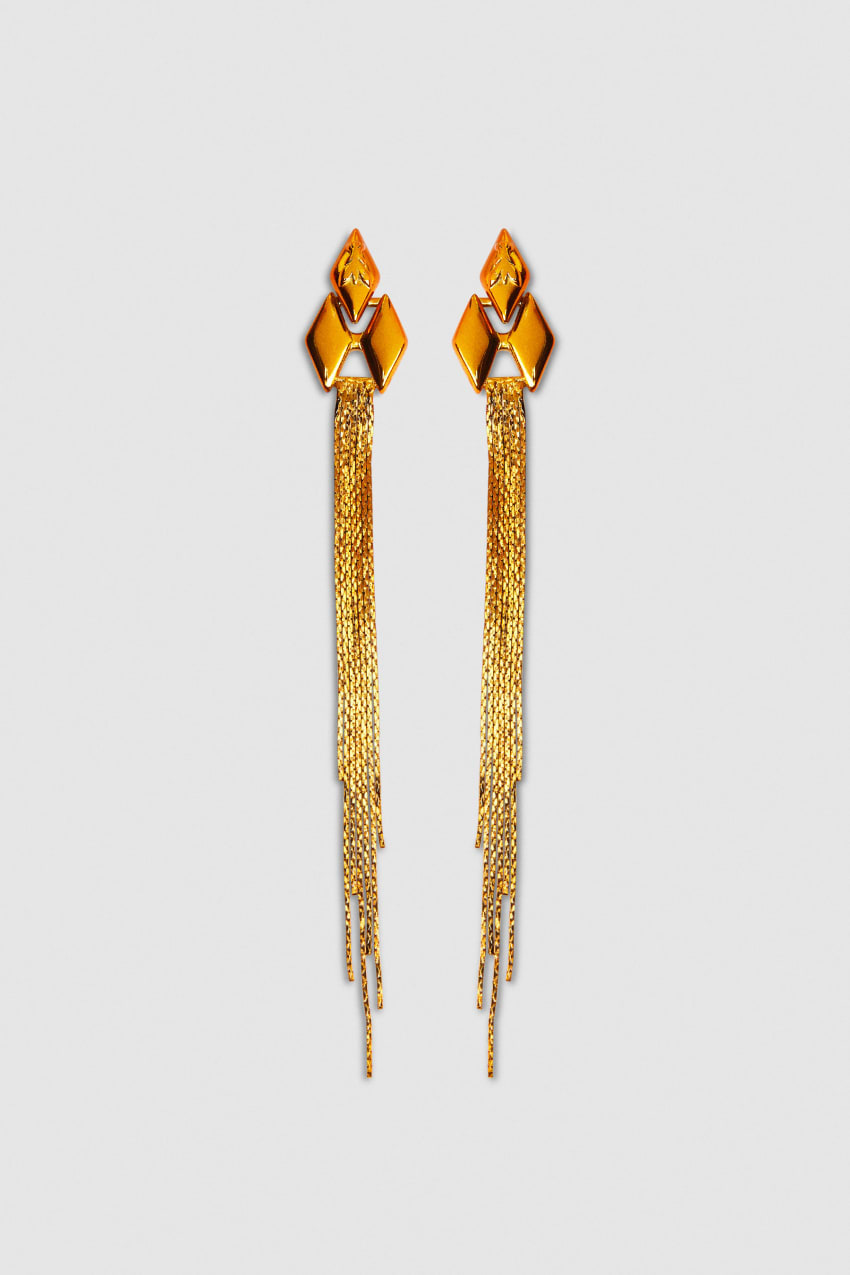 Patrizia Pepe Pendant Earrings With Micro Fly Links And Metal Fringing Pomarańczowe | 0219WCKTN