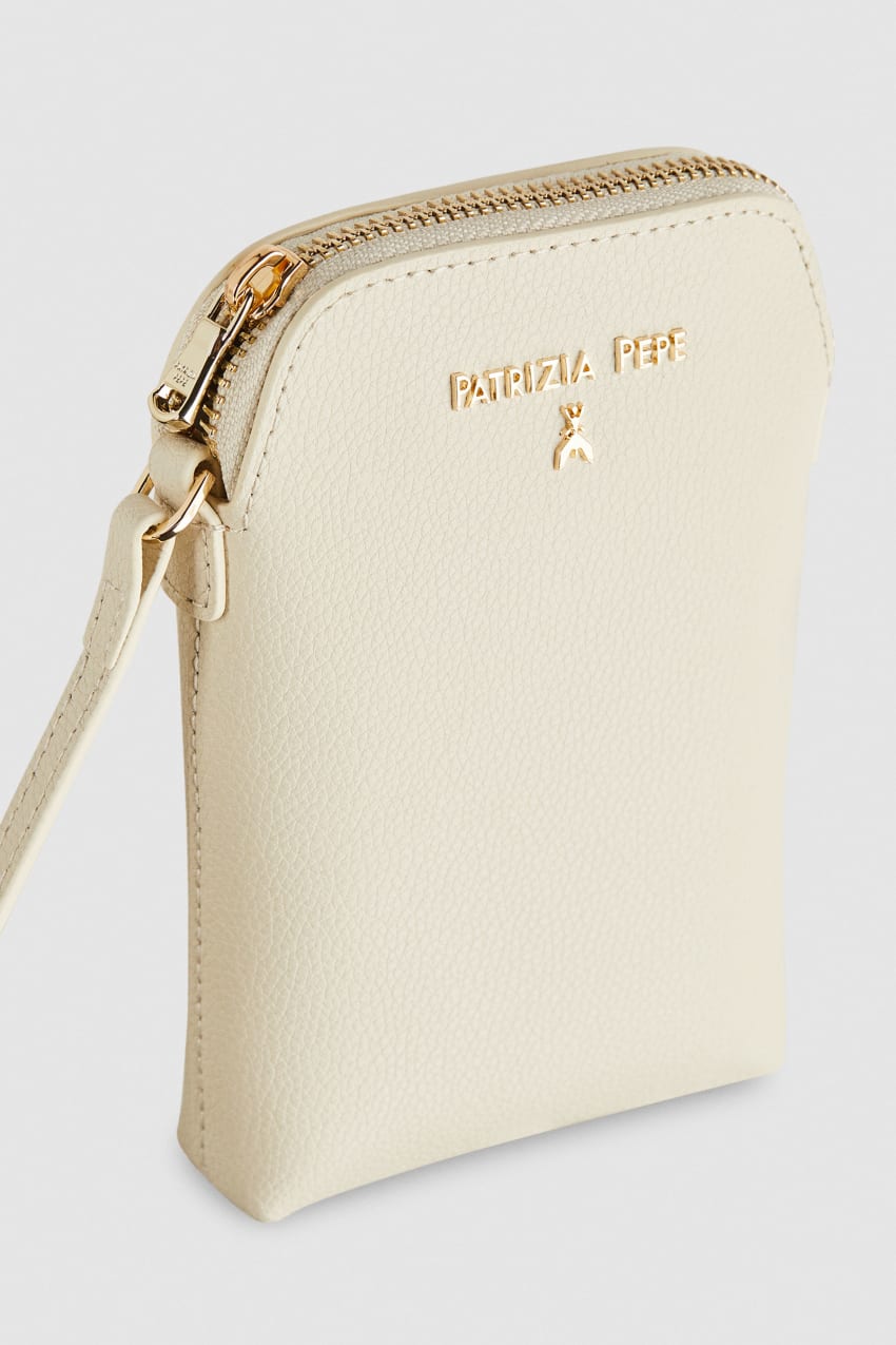 Patrizia Pepe Phone Holder With Shoulder Strap Beżowe | 3280FDVPY