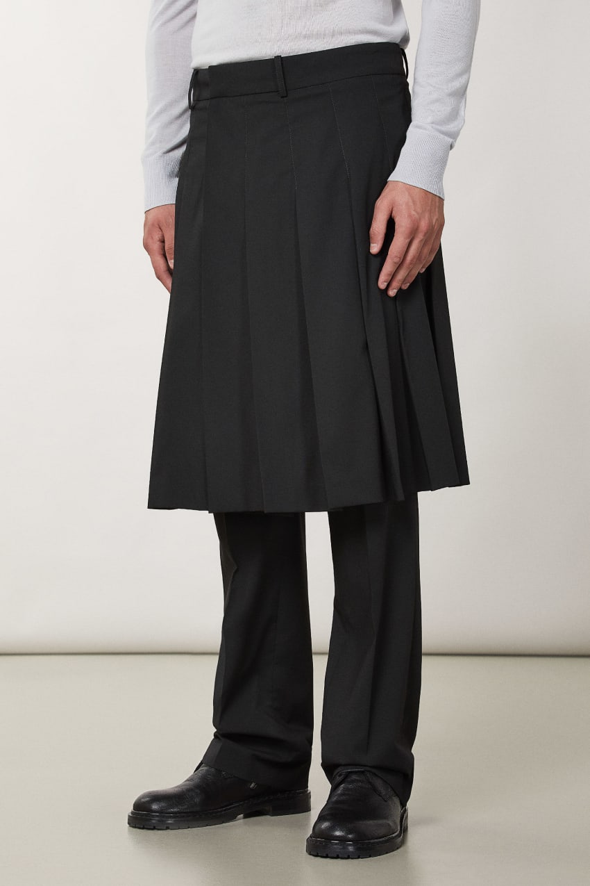 Patrizia Pepe Pleated Canvas Skirt Czarne | 5097TDIHR