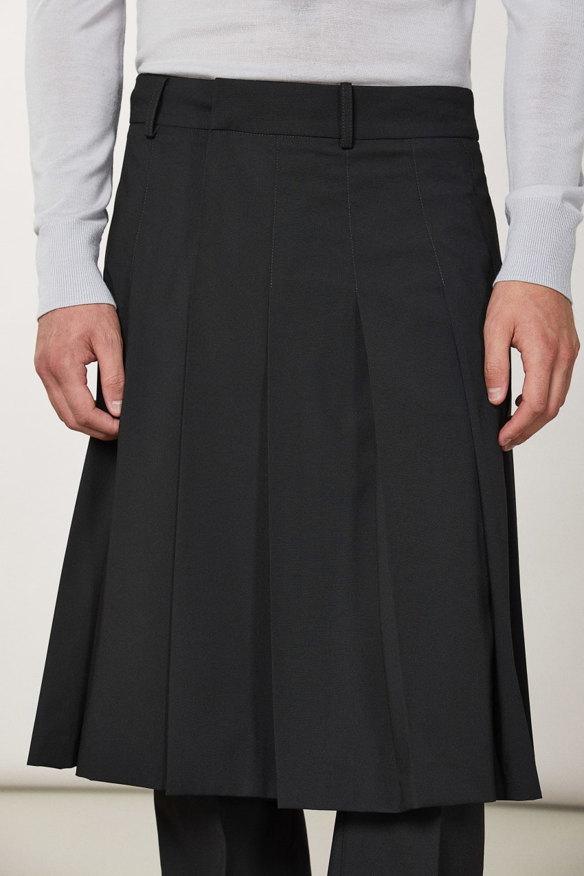 Patrizia Pepe Pleated Canvas Skirt Czarne | 5097TDIHR