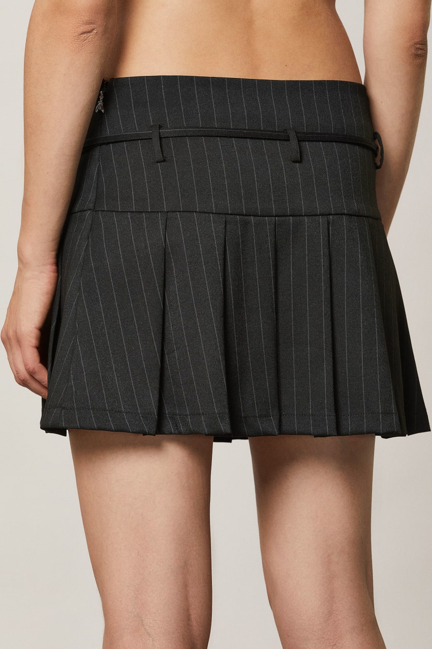 Patrizia Pepe Pleated Mini Skirt Czarne | 6503BADGX