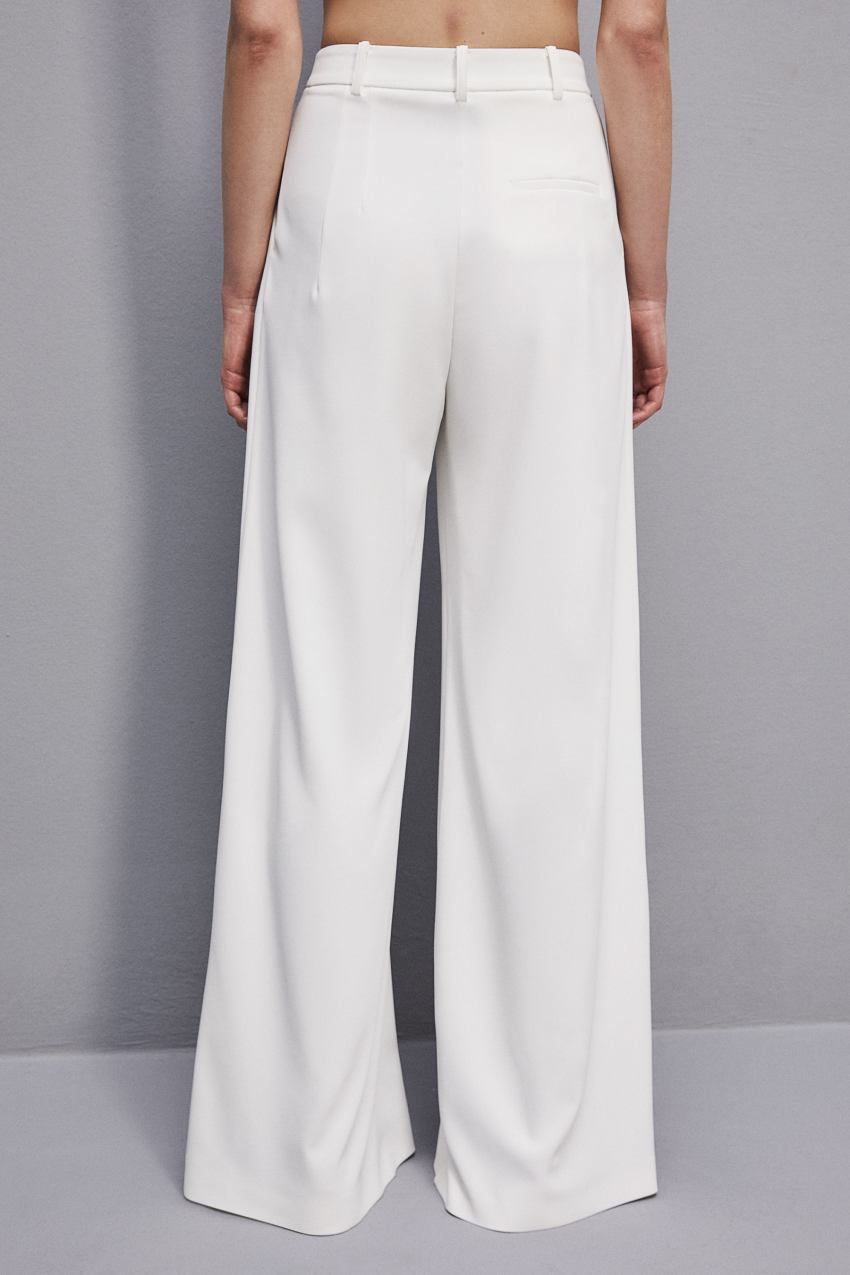 Patrizia Pepe Pleated Pants In Fluid Twill Białe | 8279URWFX