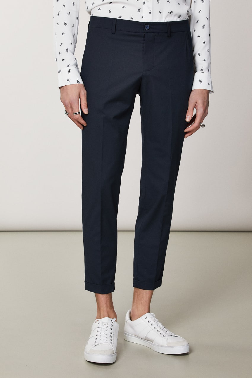 Patrizia Pepe Polyviscose Ankle-grazer Pants Niebieskie | 8920HLUAC