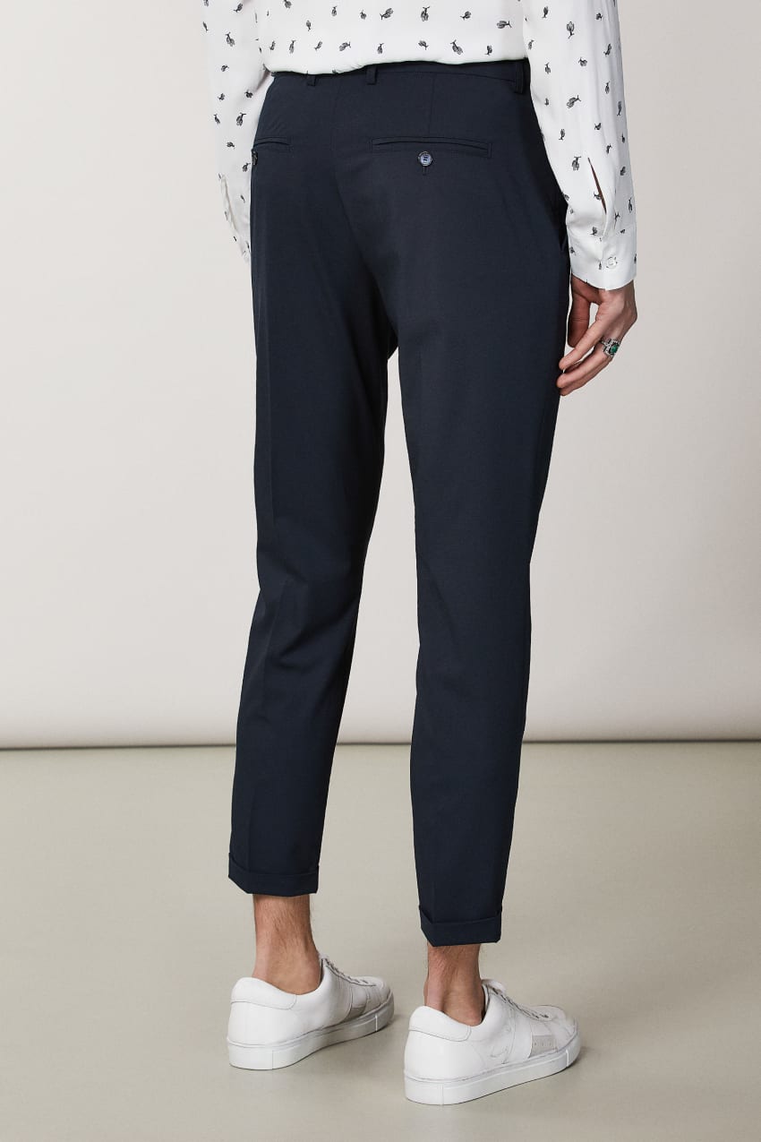 Patrizia Pepe Polyviscose Ankle-grazer Pants Niebieskie | 8920HLUAC