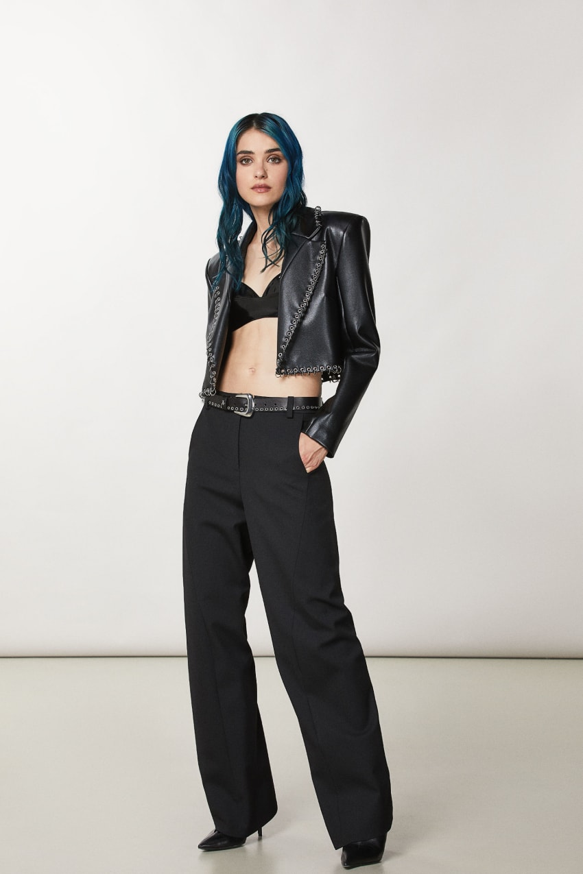 Patrizia Pepe Post Punk Cropped Jacket Czarne | 4268OAWPB