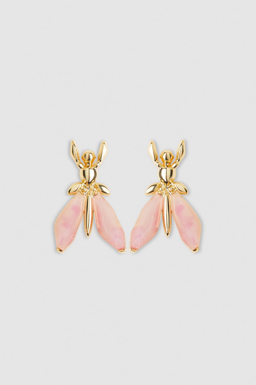 Patrizia Pepe Precious Fly Earrings With Stones Różowe | 3950LJEXV