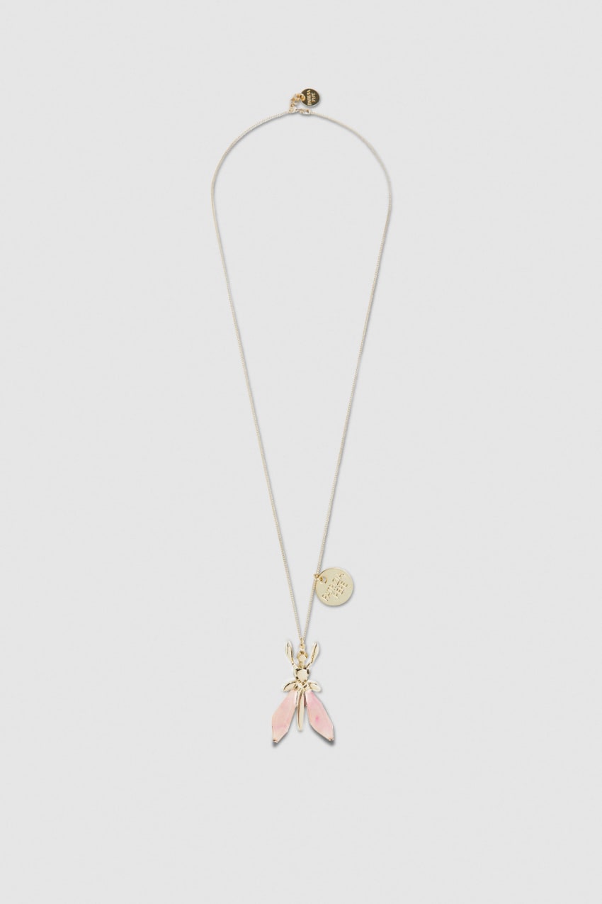 Patrizia Pepe Precious Fly Necklace With Stones Różowe | 6904BJMGV