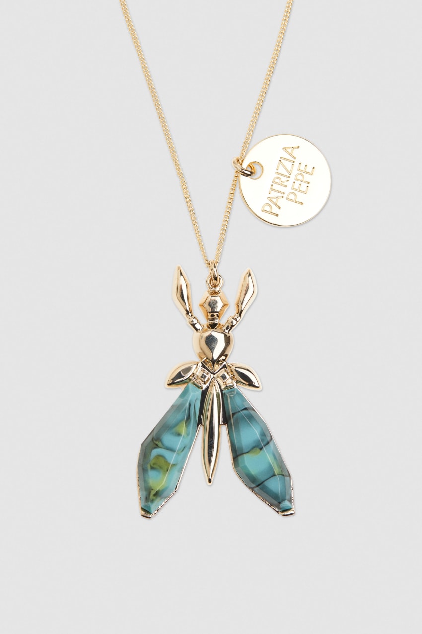 Patrizia Pepe Precious Fly Necklace With Stones Zielone | 2391ZXCEI