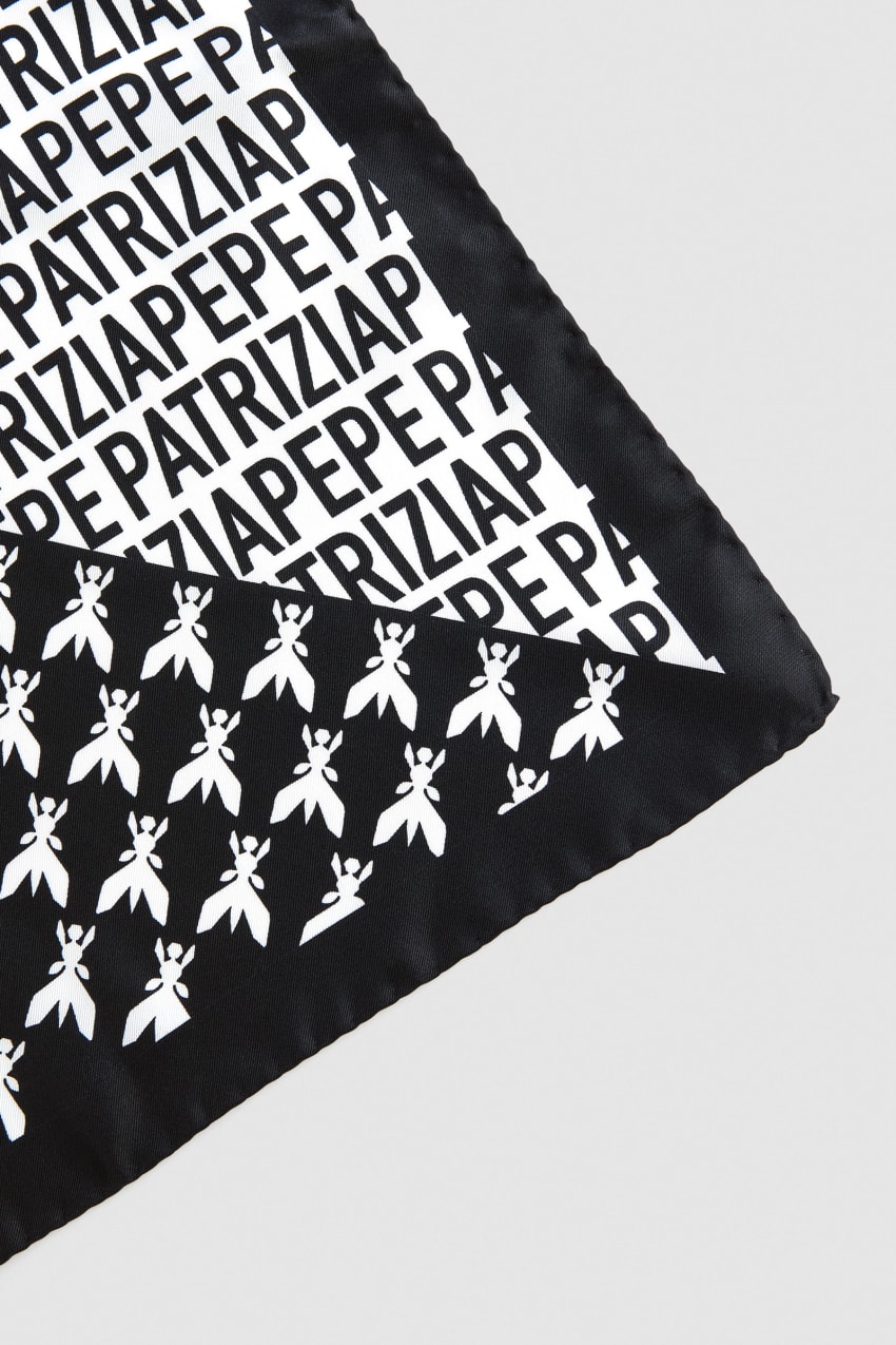 Patrizia Pepe Printed Silk Neckerchief Białe | 7053OBVZQ