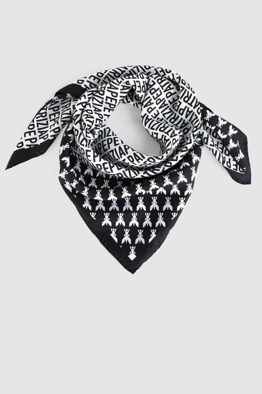 Patrizia Pepe Printed Silk Neckerchief Białe | 7053OBVZQ