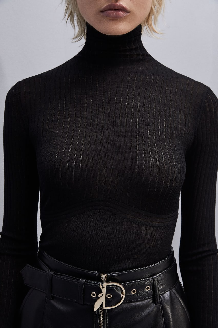 Patrizia Pepe Pure Wool Turtleneck Sweater Czarne | 2183KLCNV