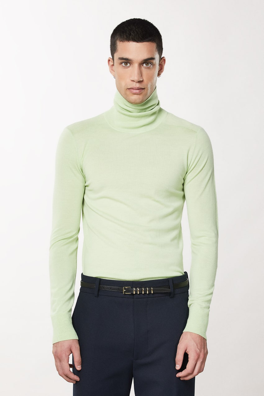 Patrizia Pepe Pure Wool Turtleneck Sweater Zielone | 1205ZPTLC