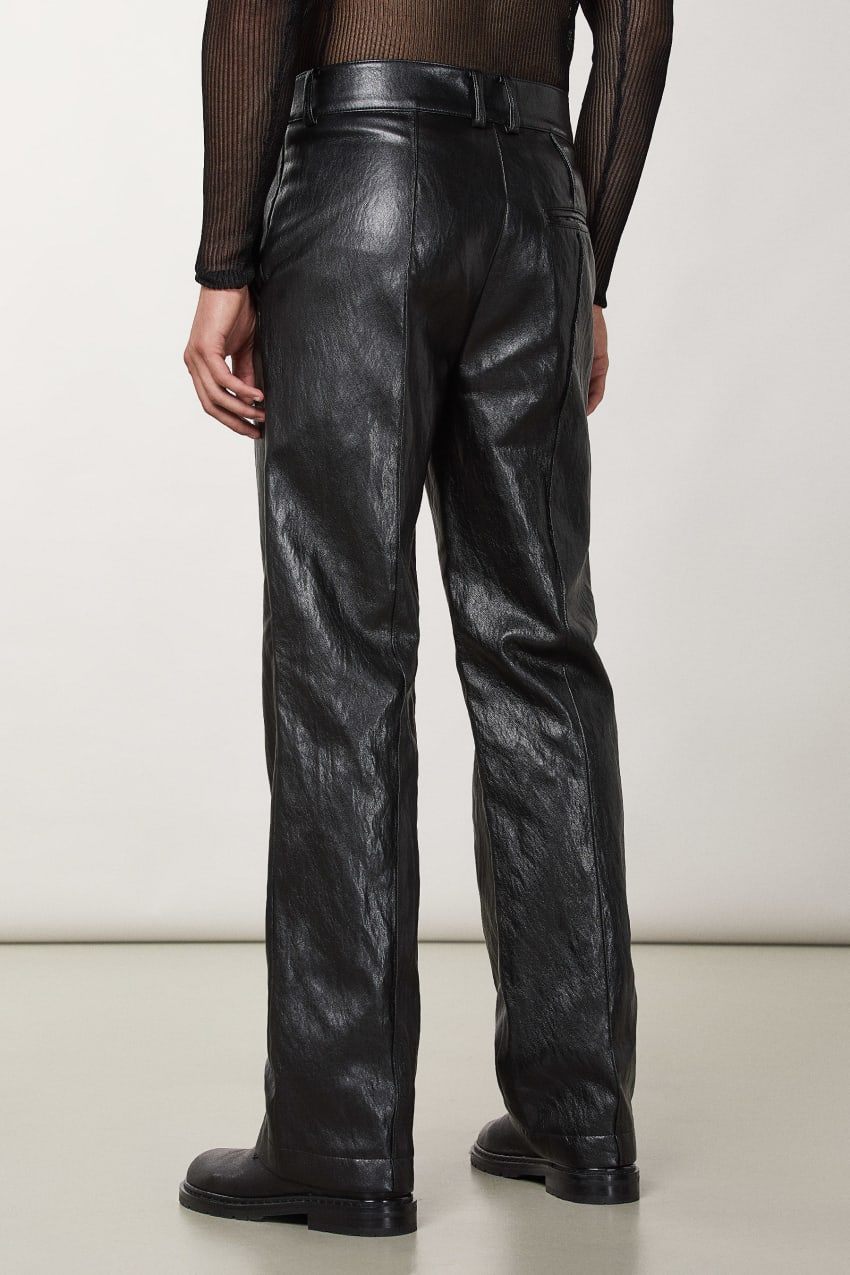 Patrizia Pepe Regular Fit Pants In Coated Fabric Czarne | 2689RMIWP