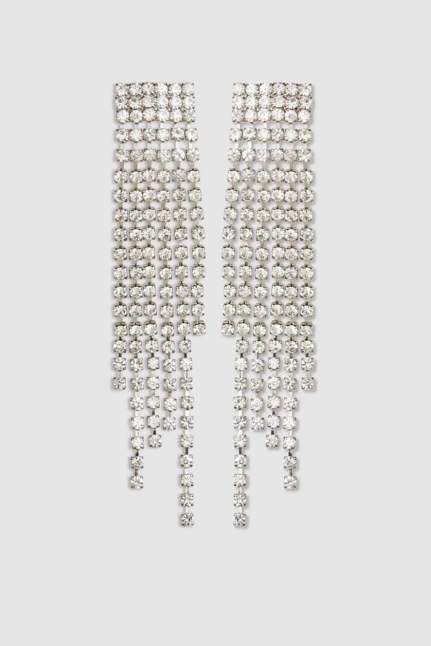 Patrizia Pepe Rhinestone Earrings Srebrne | 9852TPDYH