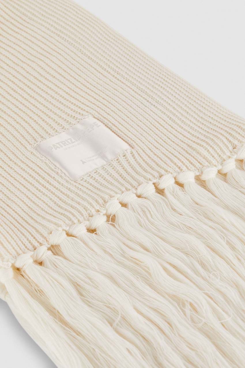 Patrizia Pepe Ribbed Scarf With Fabric Fringes Beżowe | 4198WQYHN