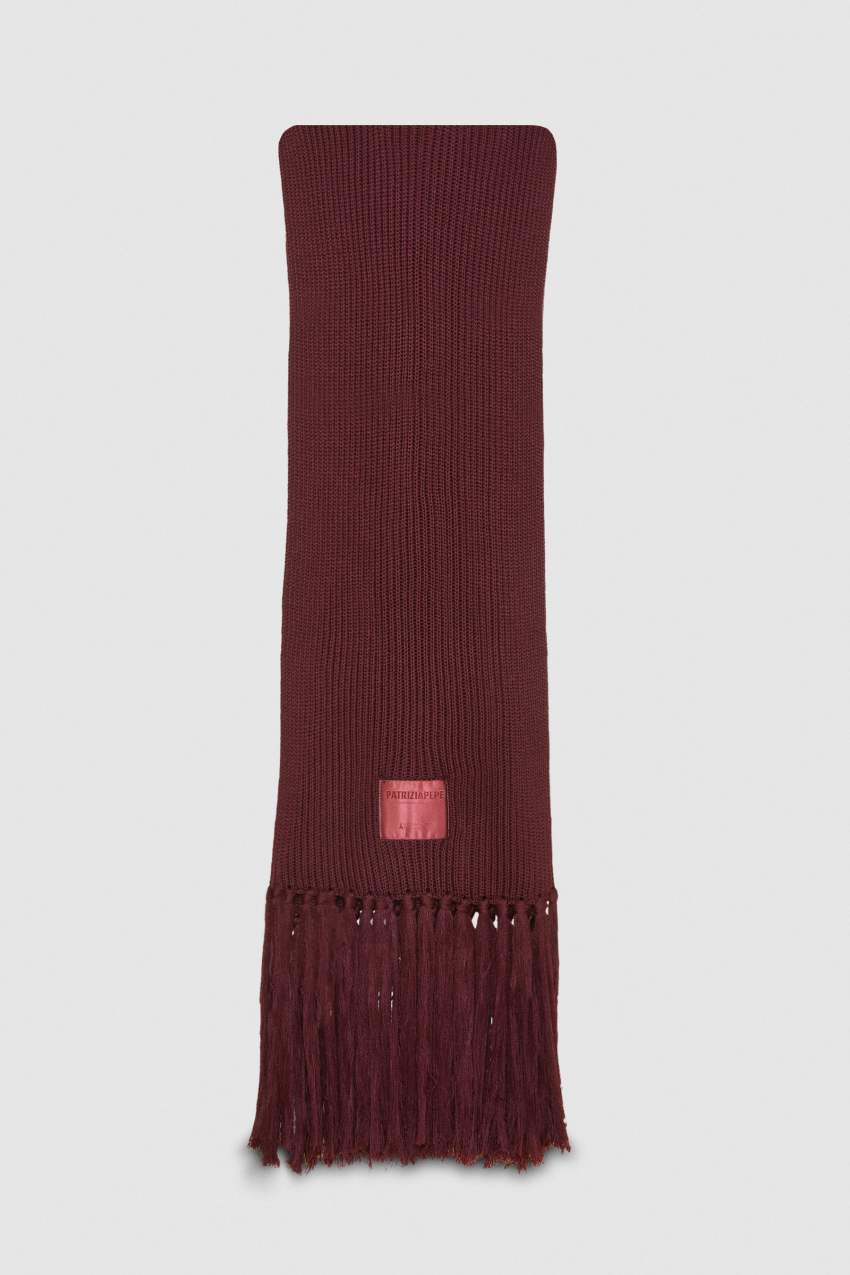 Patrizia Pepe Ribbed Scarf With Fabric Fringes Fioletowe | 1530VSGBU