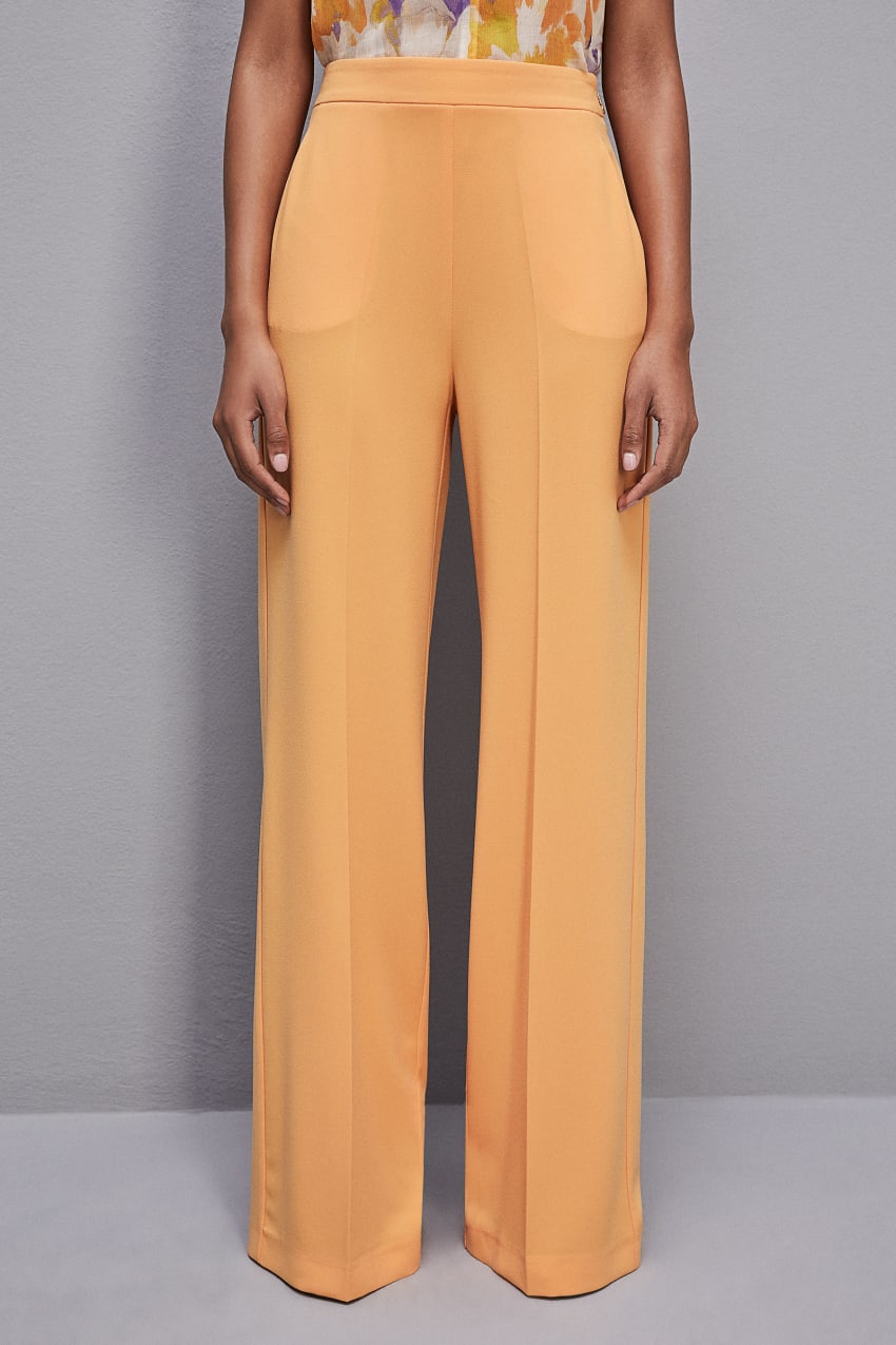 Patrizia Pepe Sablè Crepe Palazzo Pants Pomarańczowe | 4013WFUOP