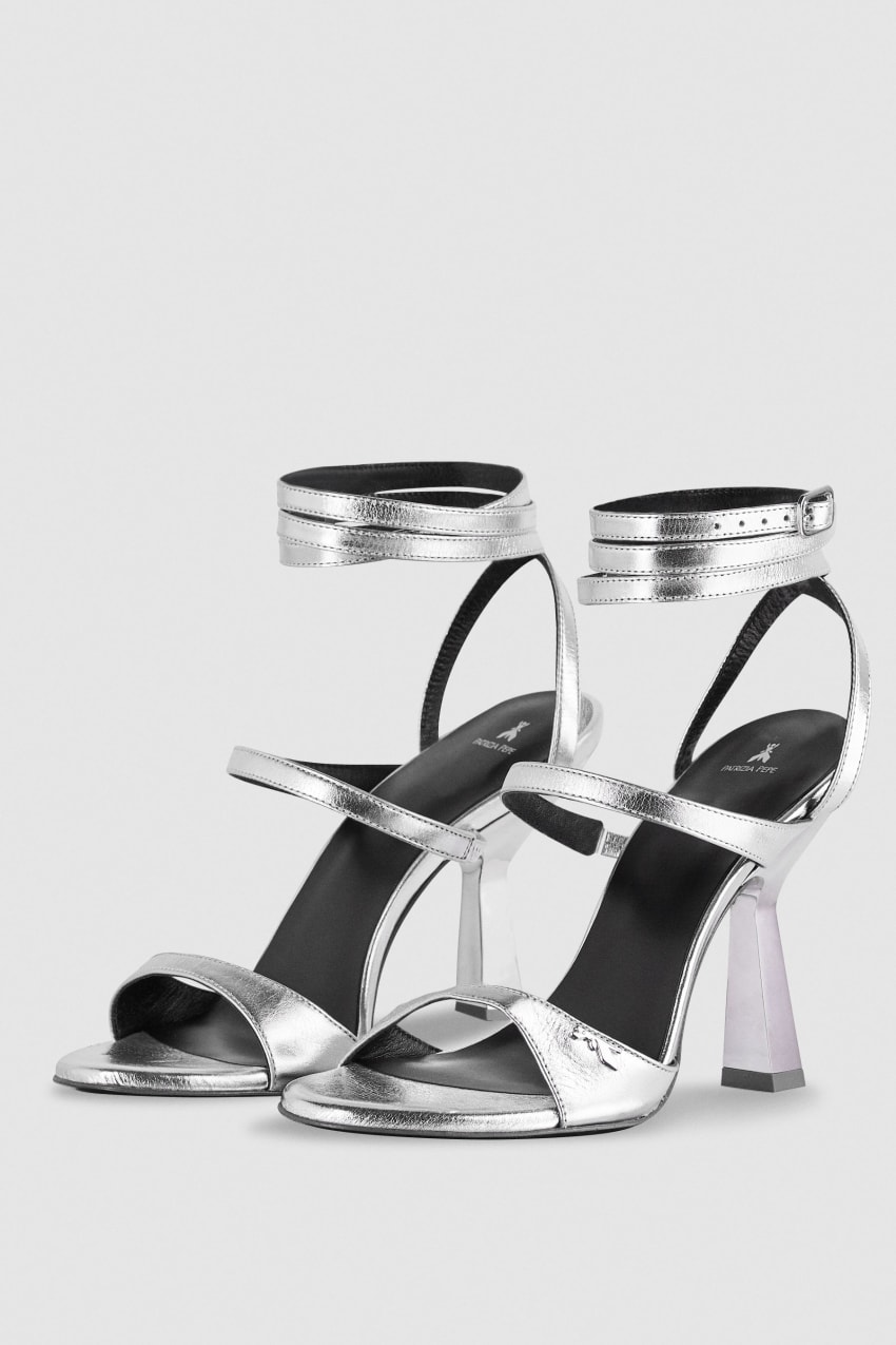 Patrizia Pepe Sandals With Heel And Ankle Strap Srebrne | 8194COYQP