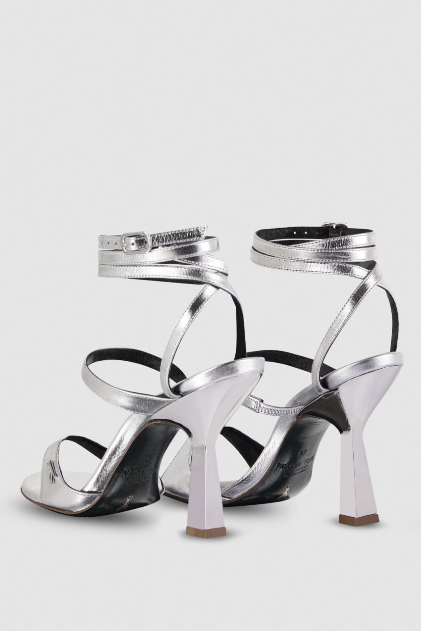 Patrizia Pepe Sandals With Heel And Ankle Strap Srebrne | 8194COYQP