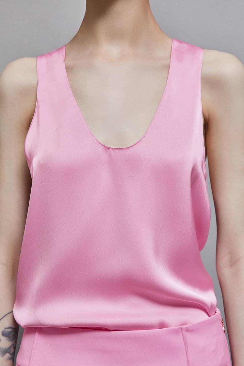 Patrizia Pepe Shiny Satin Blouse Różowe | 4918GOEAK