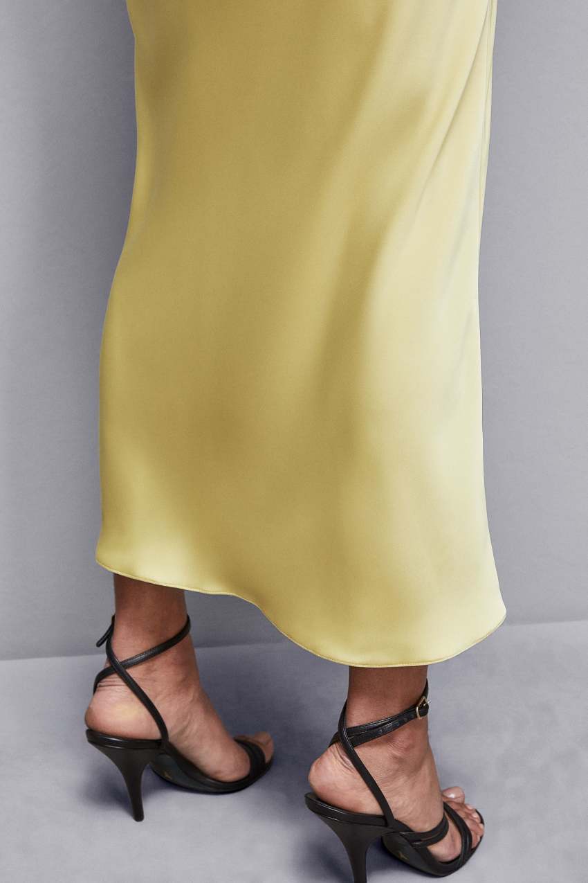 Patrizia Pepe Shiny Satin Midiskirt Żółte | 8165VAEJO