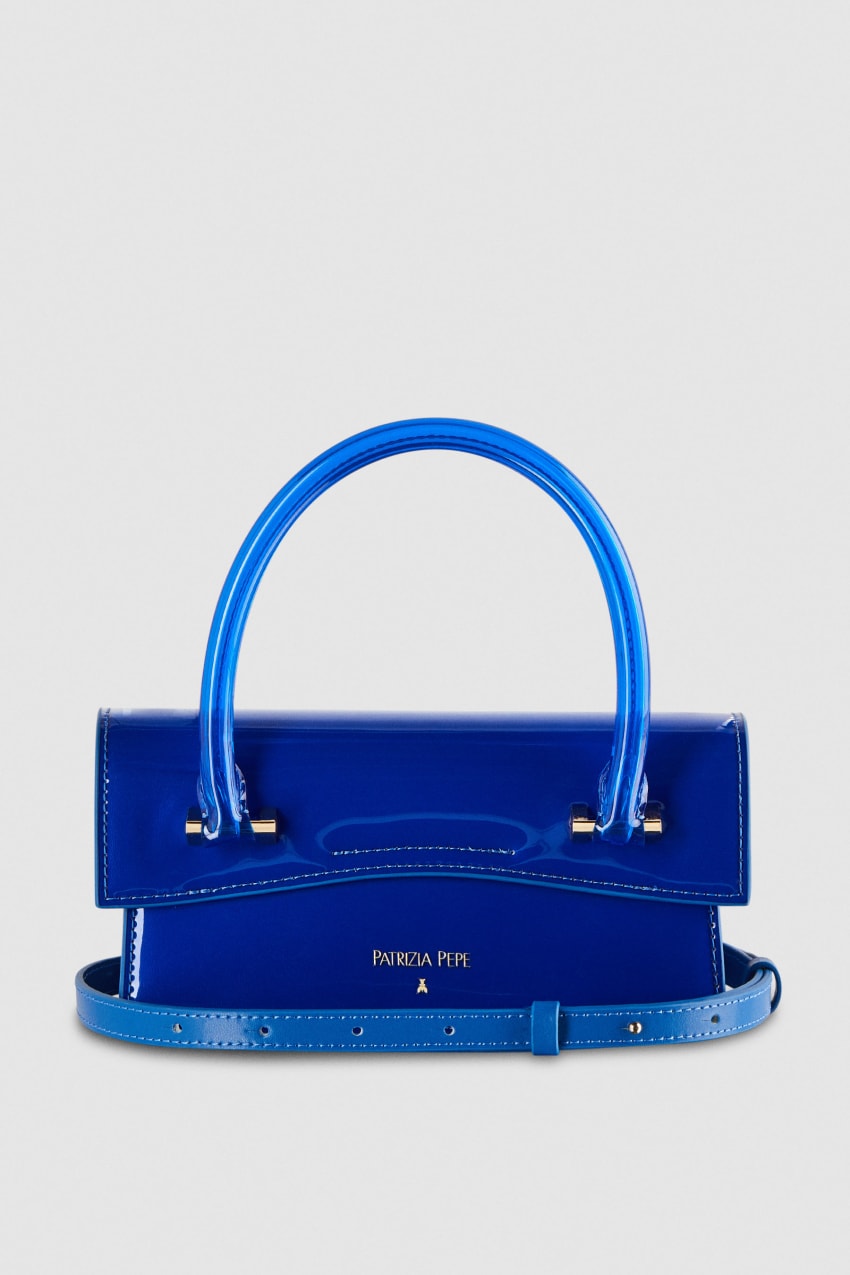 Patrizia Pepe Shoulder Bag In Coated Fabric And Leather Trim Głęboka Niebieskie | 4697IZGDN