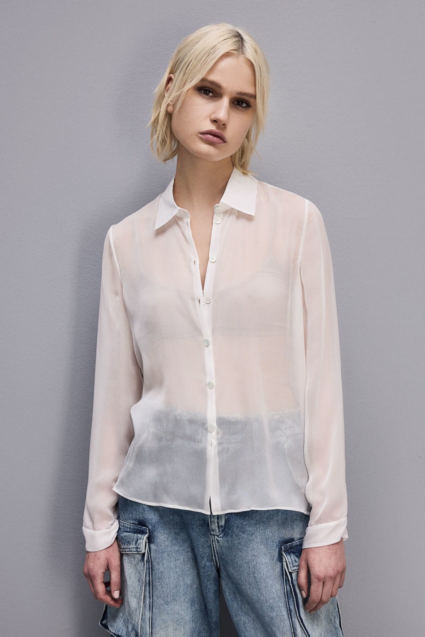 Patrizia Pepe Silk Voile Shirt Białe | 2170QMUSL