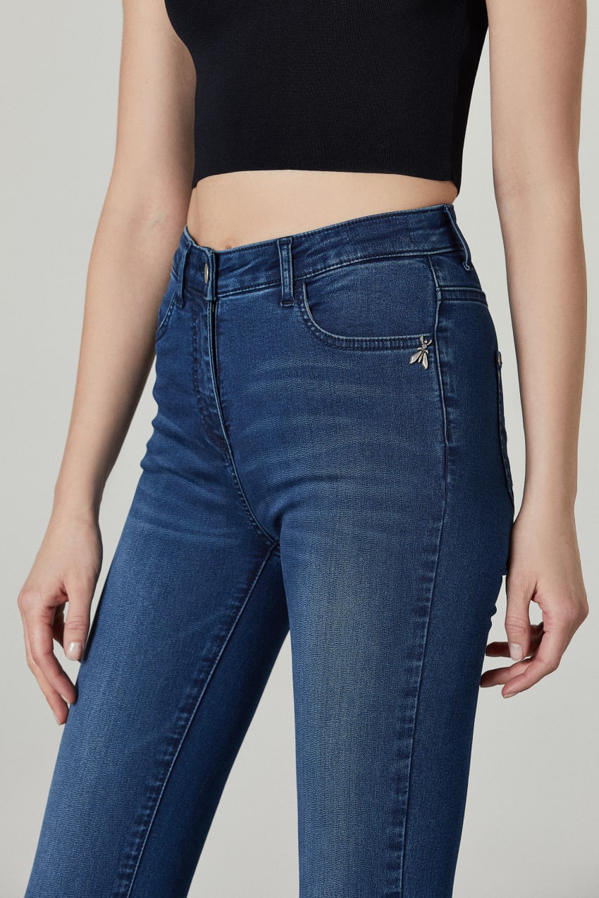 Patrizia Pepe Skinny Jeans Regular Waist Niebieskie | 8629HIBLA