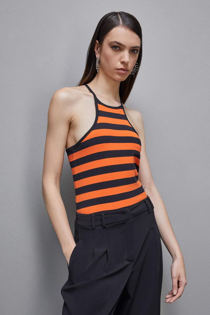 Patrizia Pepe Sleeveless Top In Stretch Cotton Jersey Czarne | 1497SLITX