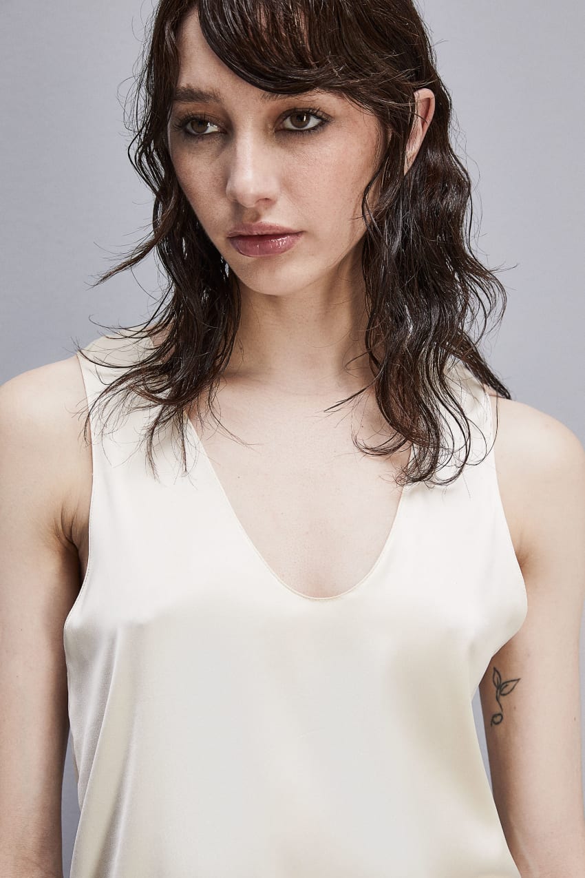 Patrizia Pepe Sleeveless Top Shirt In Certified Viscose Białe | 5329ODXBI