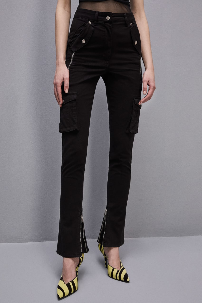 Patrizia Pepe Slim Cargo Pants Czarne | 5790YKTRE