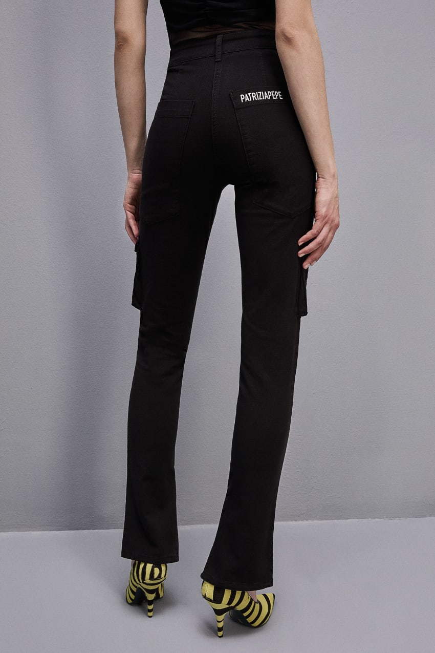 Patrizia Pepe Slim Cargo Pants Czarne | 5790YKTRE