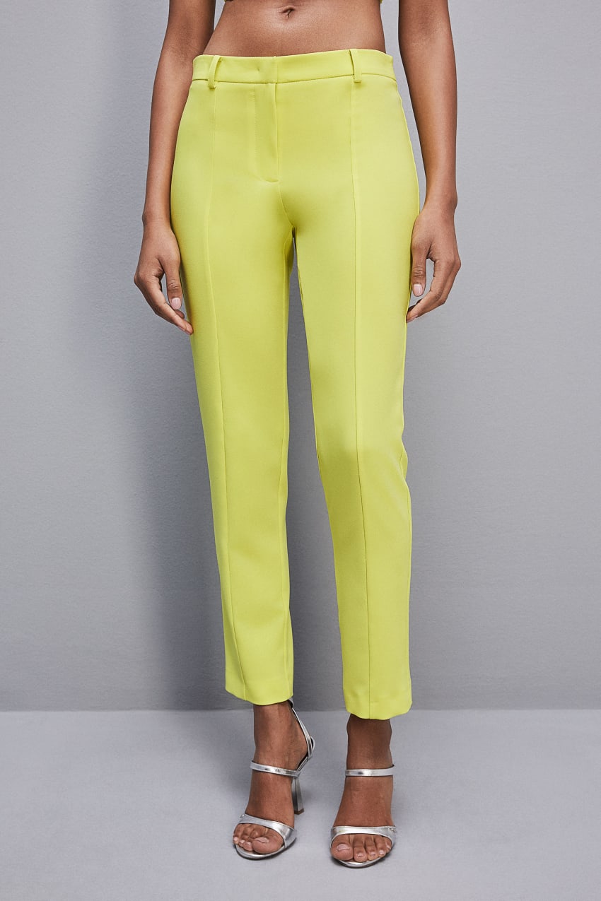 Patrizia Pepe Slim Cigarette Pants In Sablè Crepe Fabric Żółte | 9375LORHD